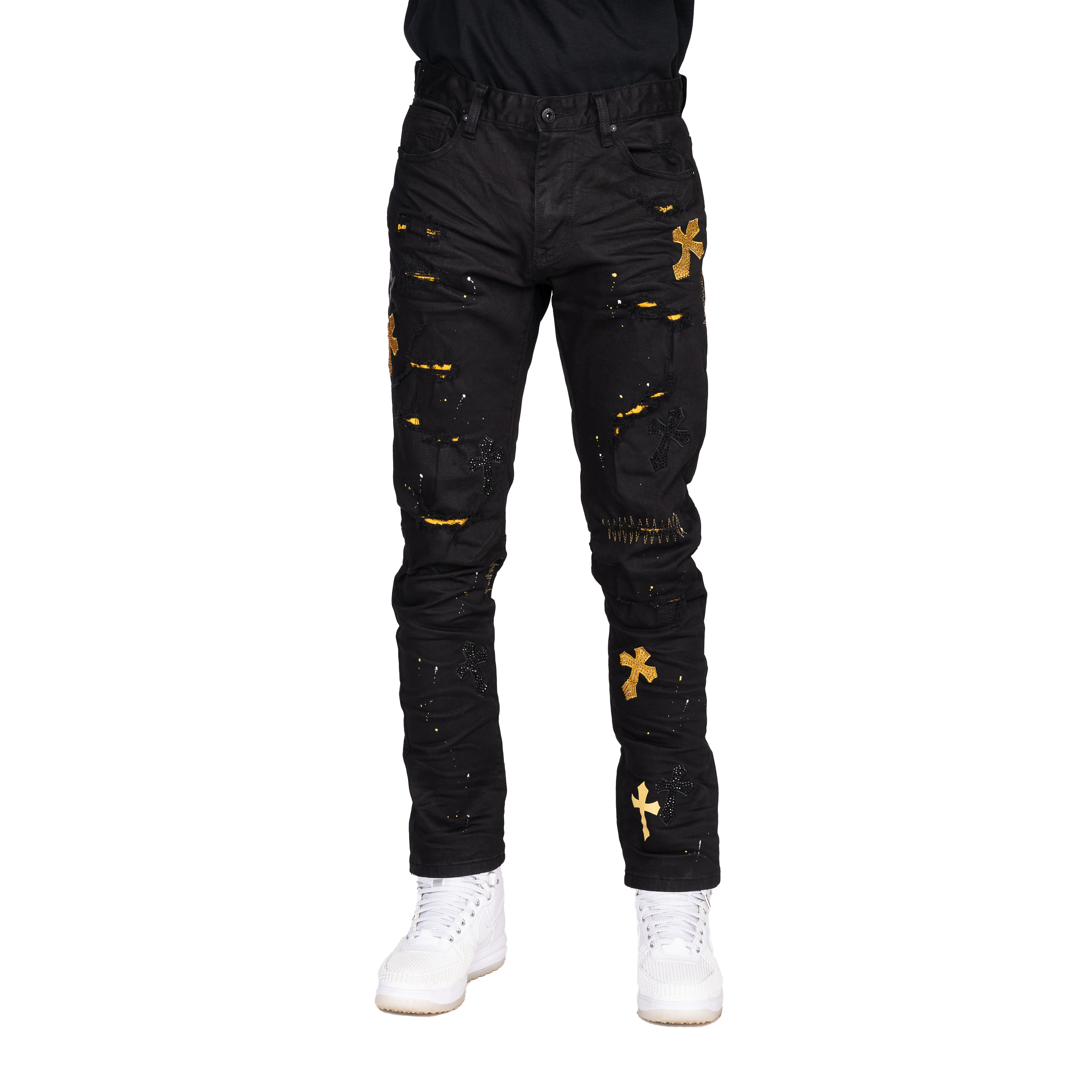black and gold jeans mens